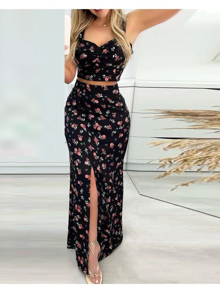 Orileda - Zomerse set met bloemenprint [top + rok]