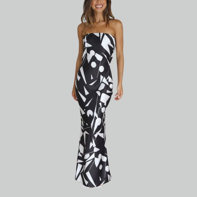 Andrea - Strapless maxi jurk met zijsplit