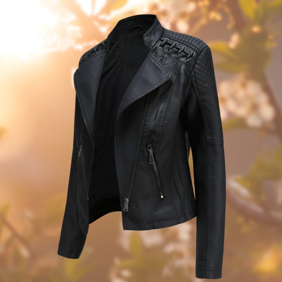 Mandy Noir Leren jack in bikerstijl