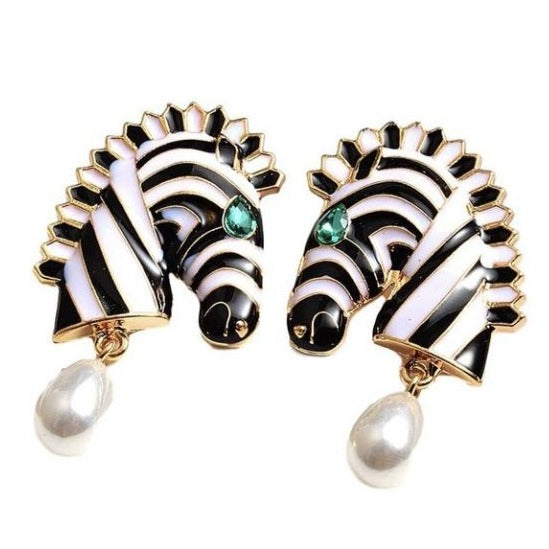 Zebra of designer parel oorbellen