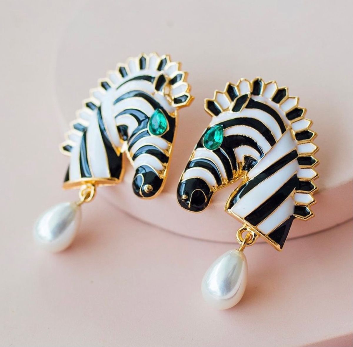 Zebra of designer parel oorbellen