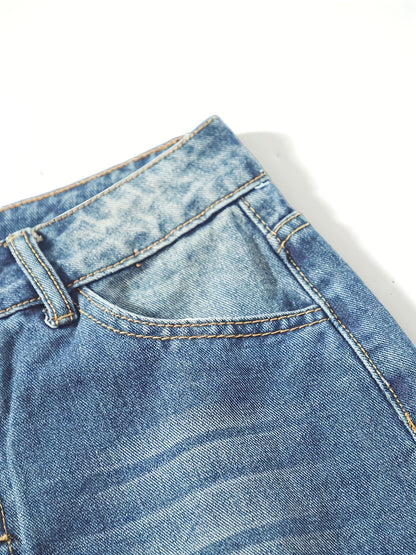 Quinn - Losvallende Rechte Jeans met Knoop