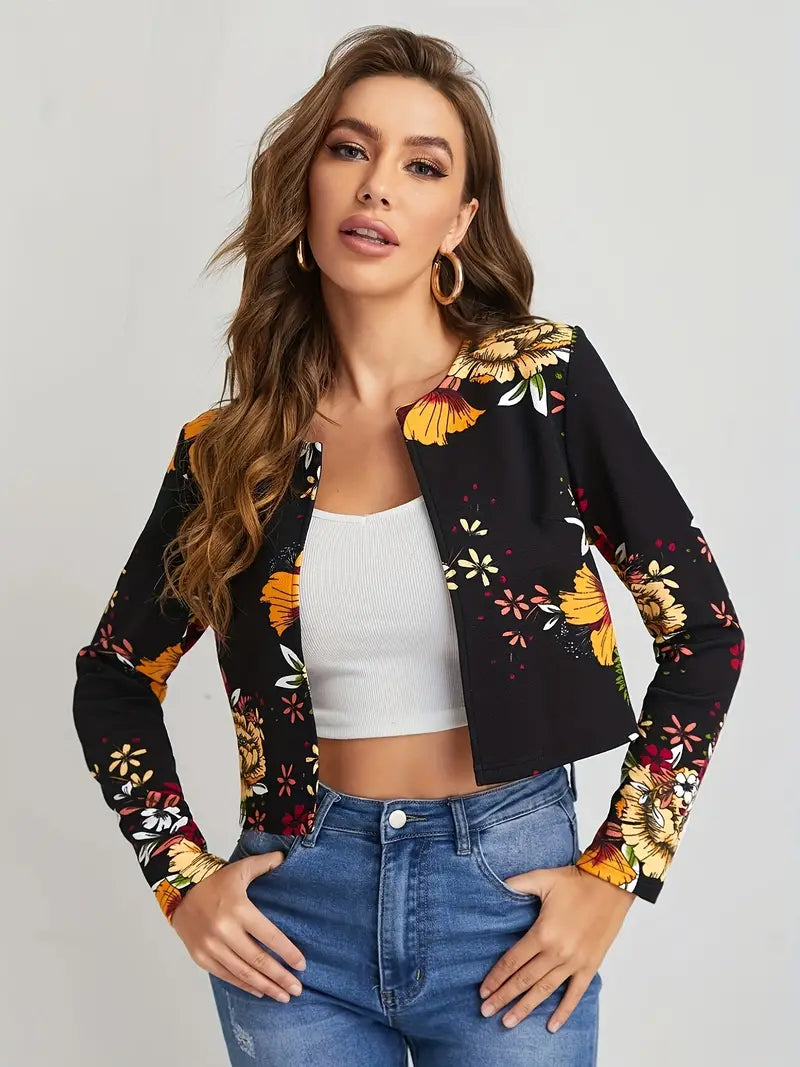 Fiona - Elegante blazer met opening aan de voorkant en bloemen