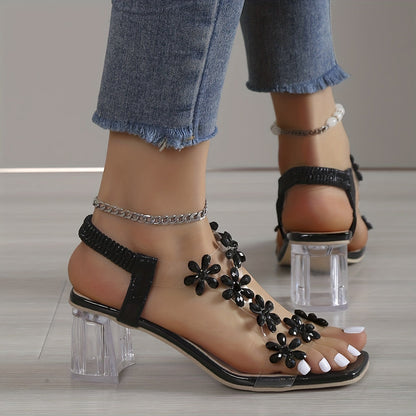 Sandy - Strass blokhak sandalen