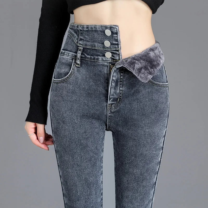 Thermische stretchjeans voor dames