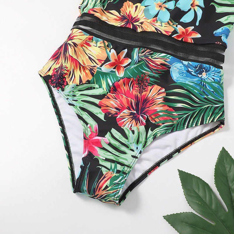 Bikini met bloemenprint uit één stuk