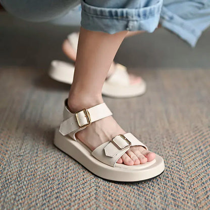 Katy - Nieuwe zomersandalen met platte gespen en plateaus voor dames