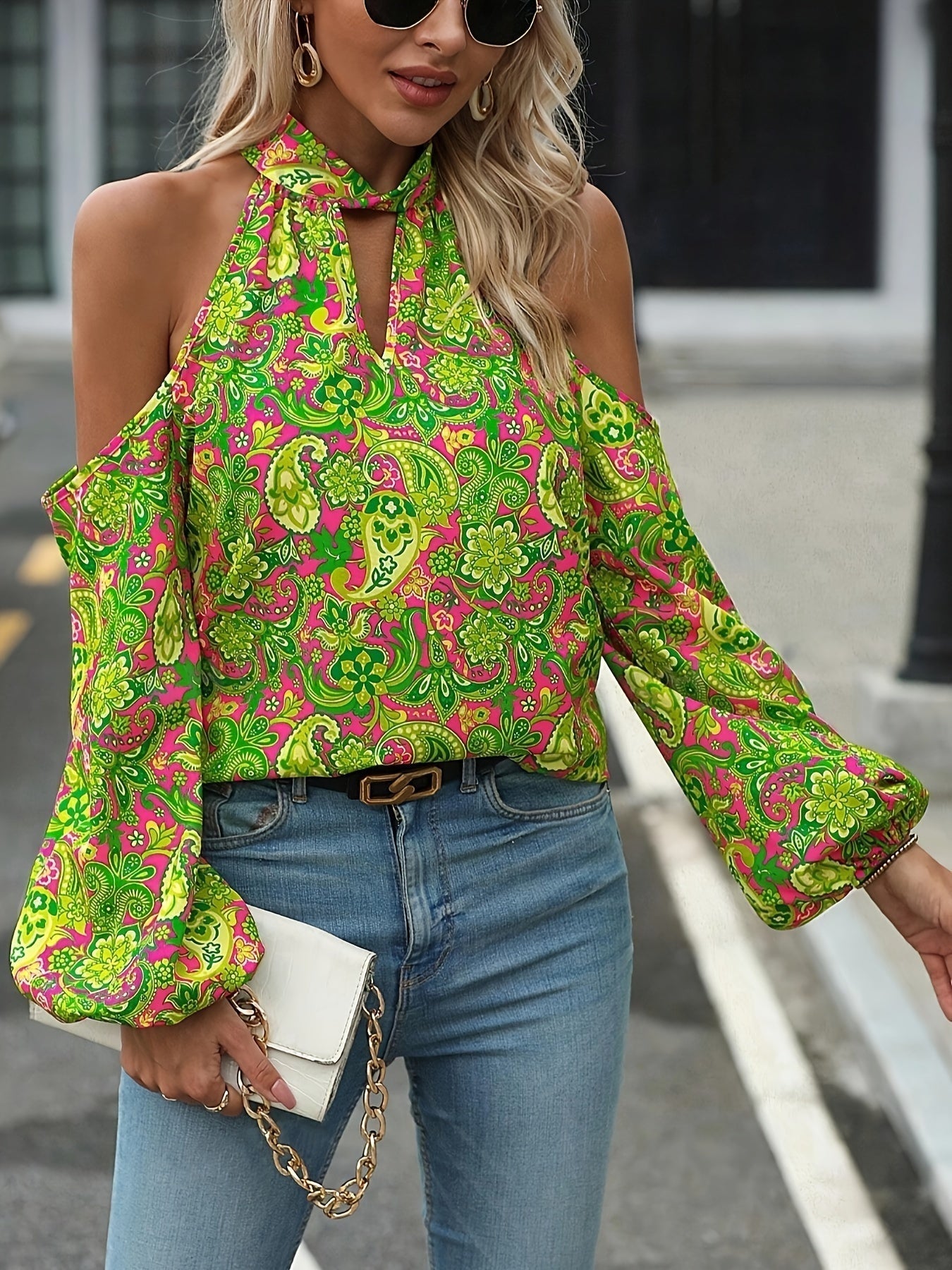 Maricel - Paisleyprint Halter Hals Blouse