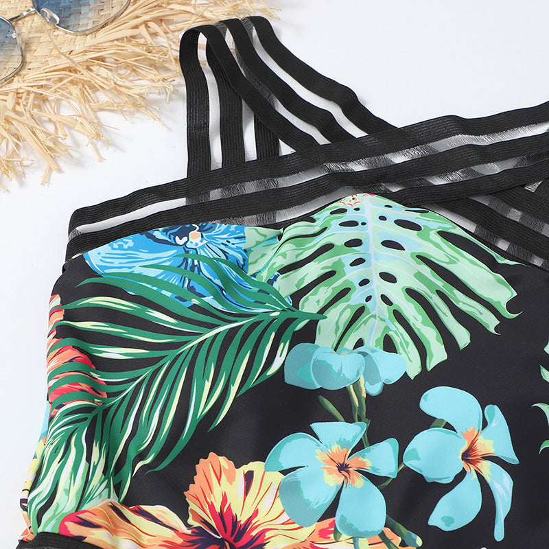 Bikini met bloemenprint uit één stuk