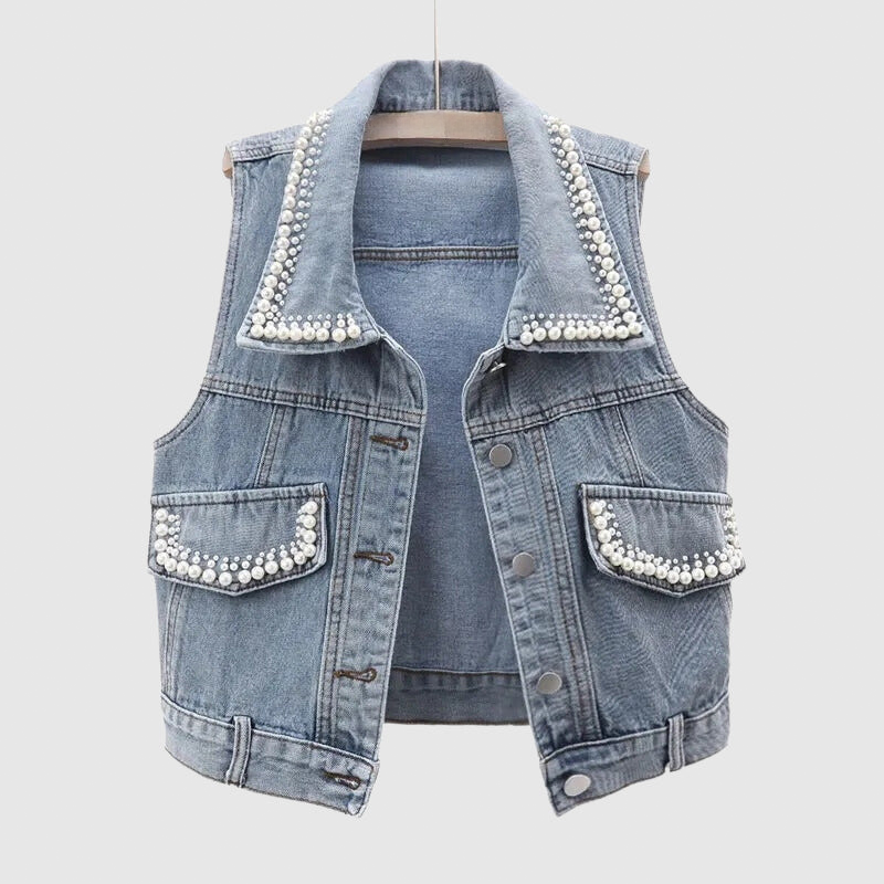 Lexy - Vest Denim met parel