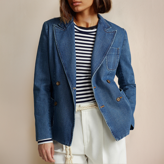 Bely - Denim blazer met twee knopen