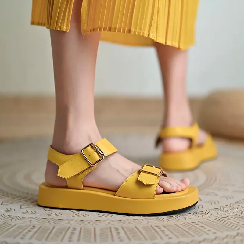 Katy - Nieuwe zomersandalen met platte gespen en plateaus voor dames