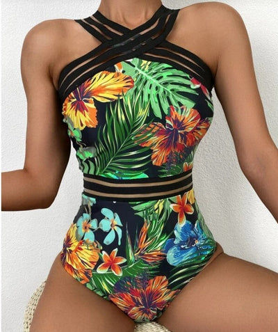 Bikini met bloemenprint uit één stuk