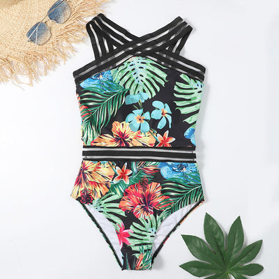 Bikini met bloemenprint uit één stuk