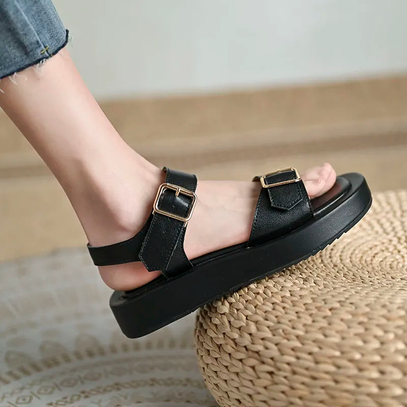 Katy - Nieuwe zomersandalen met platte gespen en plateaus voor dames