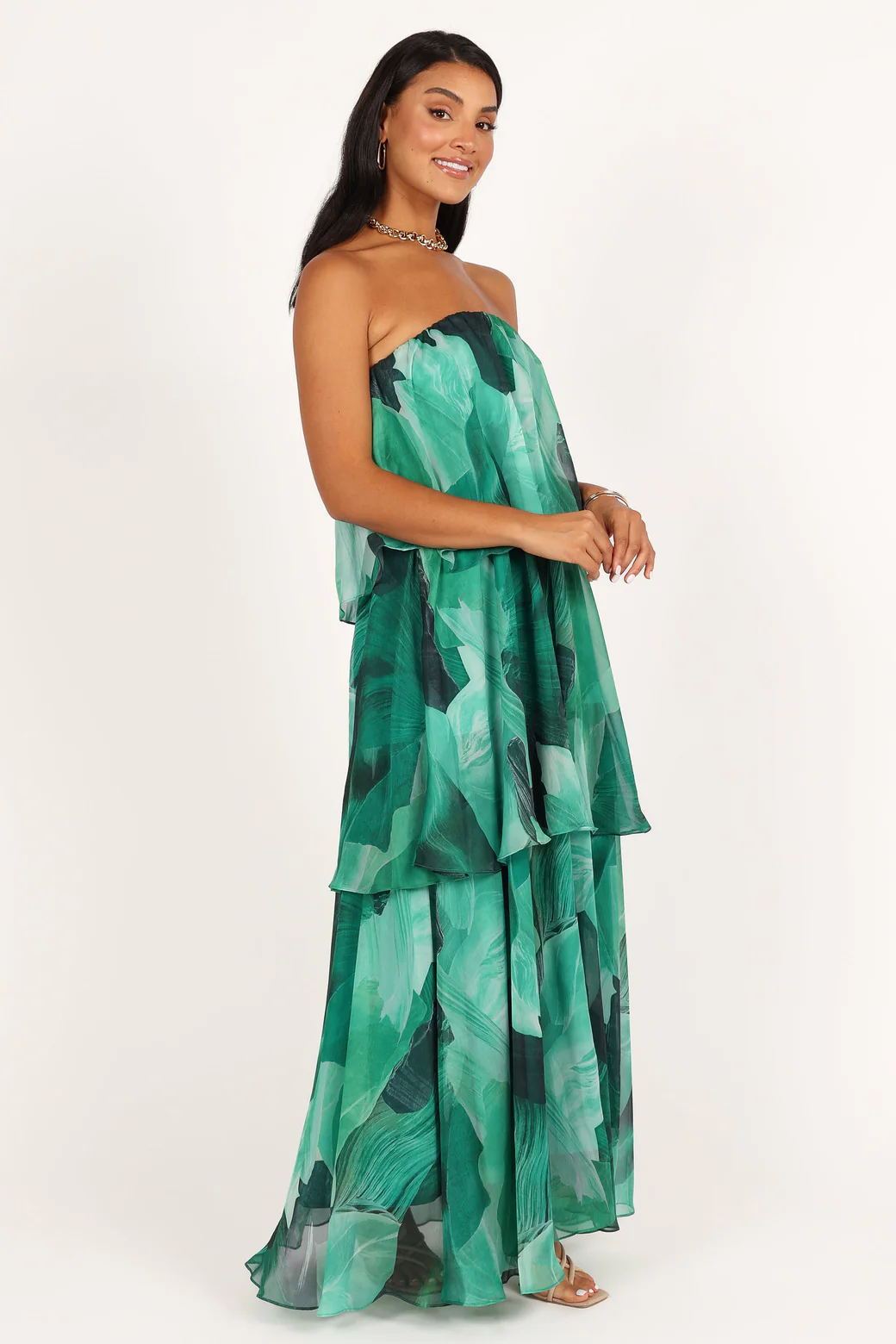 Zule Multi-layer strapless maxi jurk