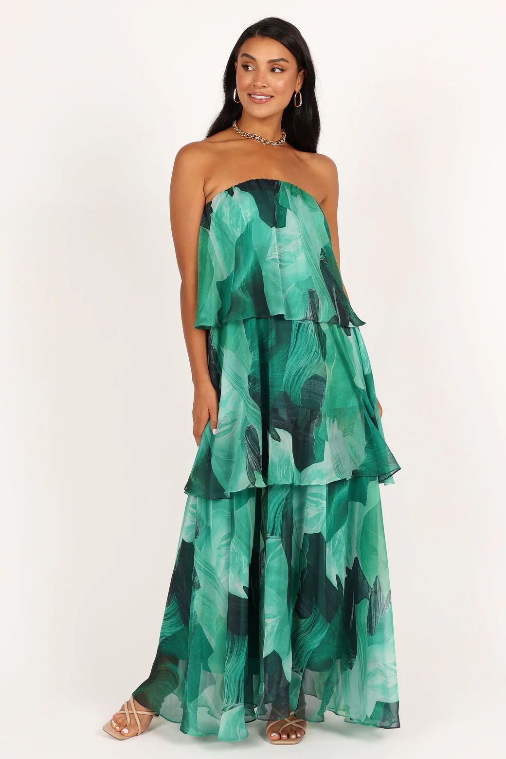 Zule Multi-layer strapless maxi jurk