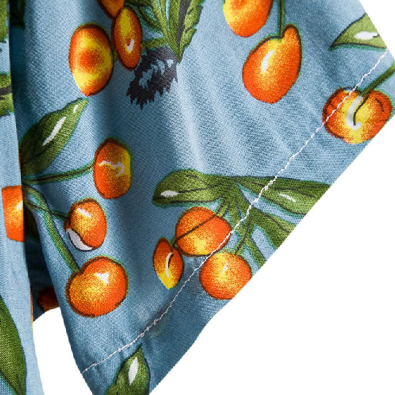 Tropical herenoverhemd met korte mouwen in blauw