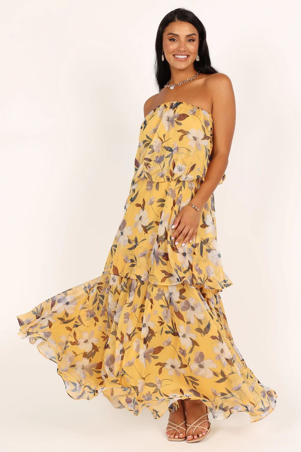 Zule Multi-layer strapless maxi jurk