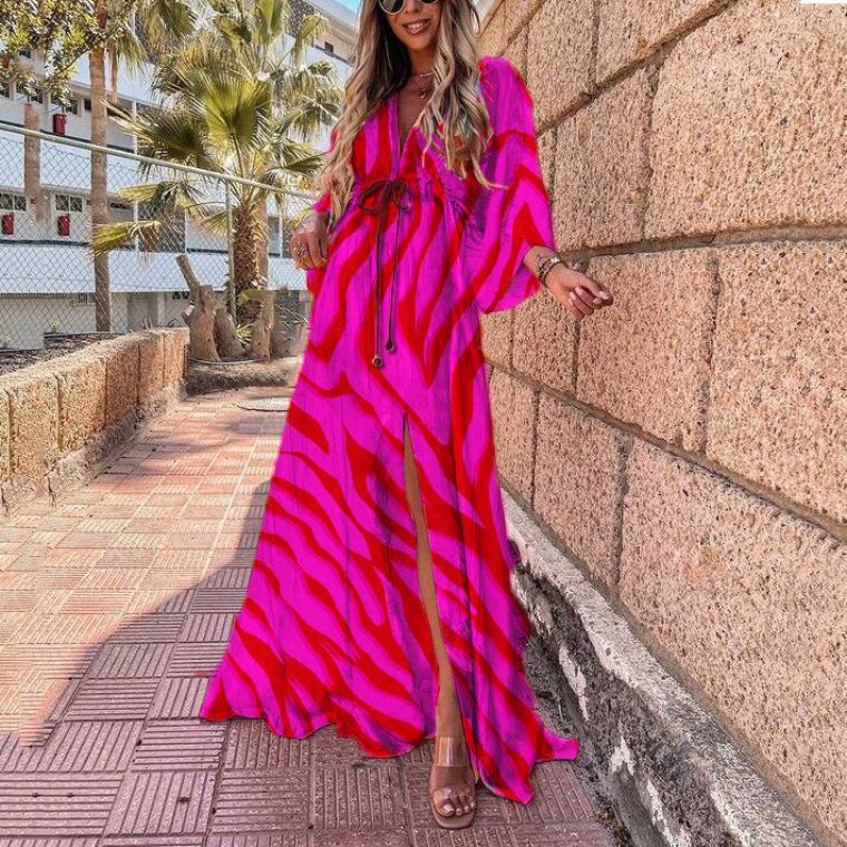 Britanny - Bedrukte bohemien strand luxe maxi jurk