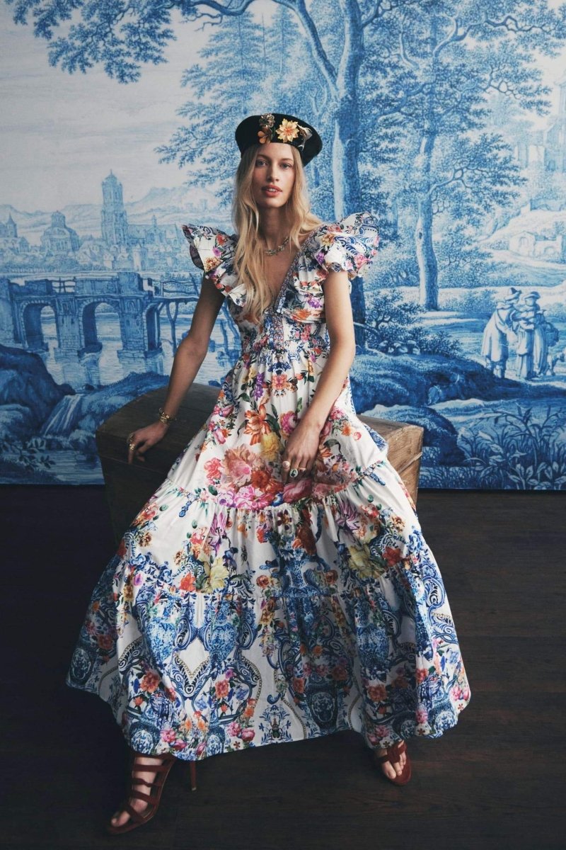 June - Maxi jurk met bloemenprint en ruches