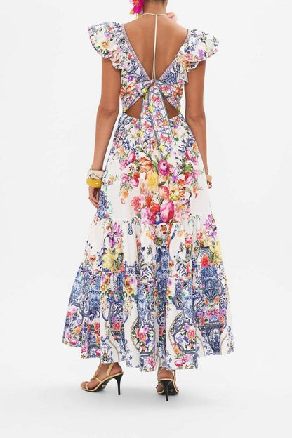 June - Maxi jurk met bloemenprint en ruches