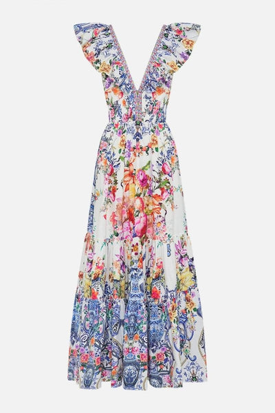 June - Maxi jurk met bloemenprint en ruches