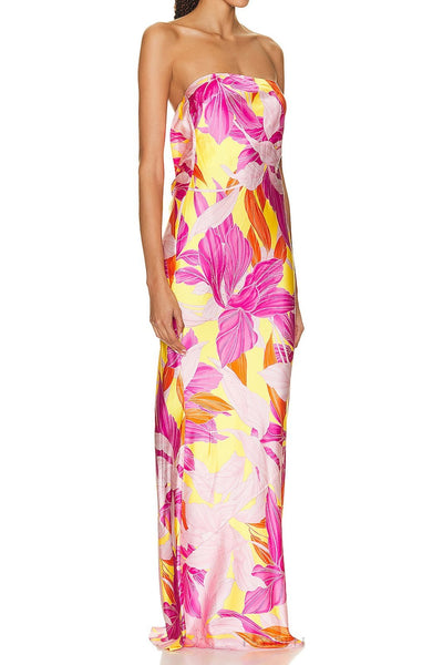 Marjo strapless maxi kokerjurk