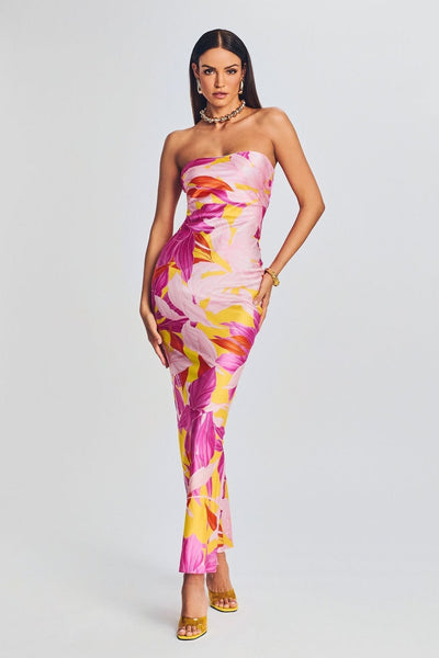 Marjo strapless maxi kokerjurk