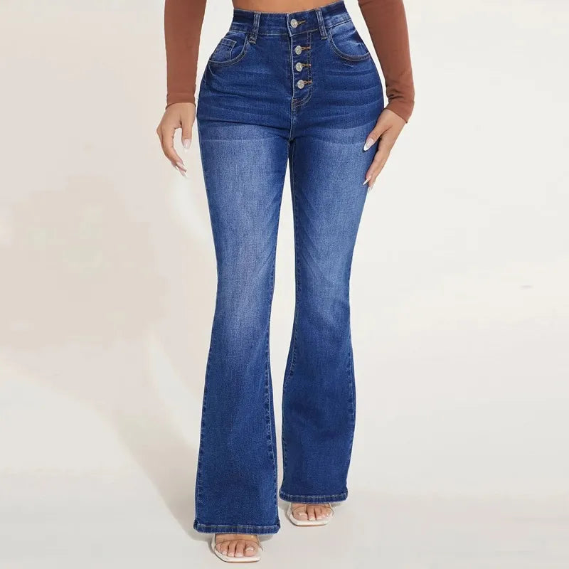 Emma - Fashion stretch flare jeans met hoge taille