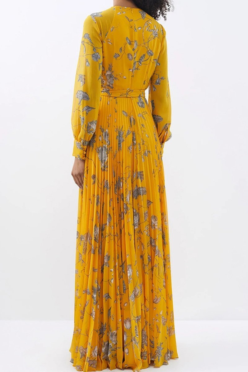 Marleen geplooide chiffon maxi jurk