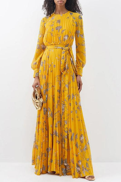 Marleen geplooide chiffon maxi jurk