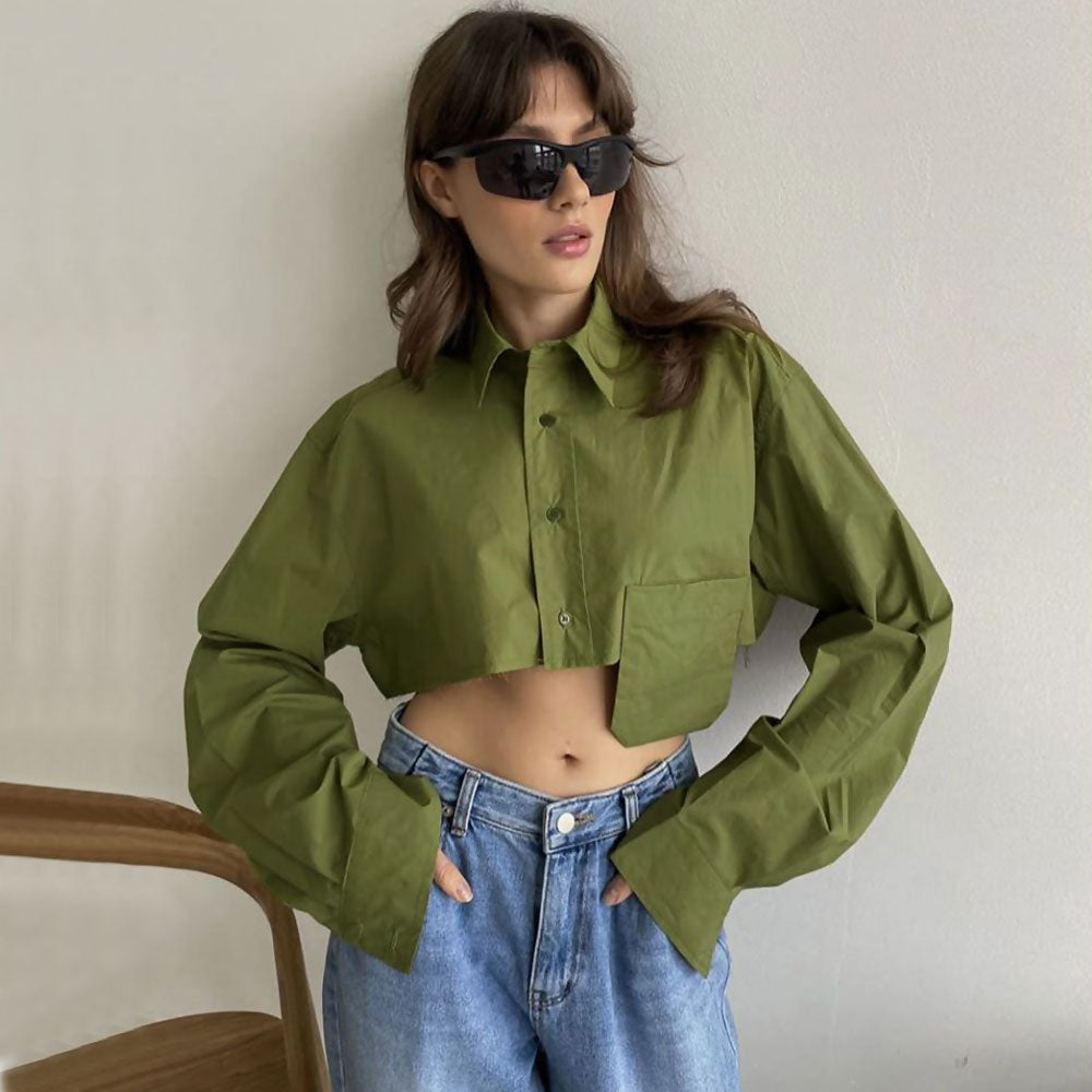 Scarlett - Oversized groen button-down overhemd