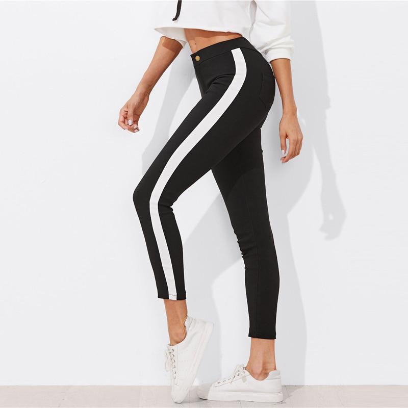 Zuri - Paneelstreep skinny leg broek