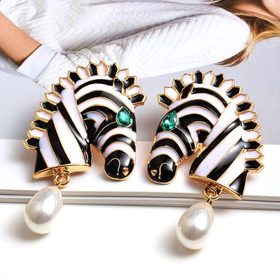 Zebra of designer parel oorbellen