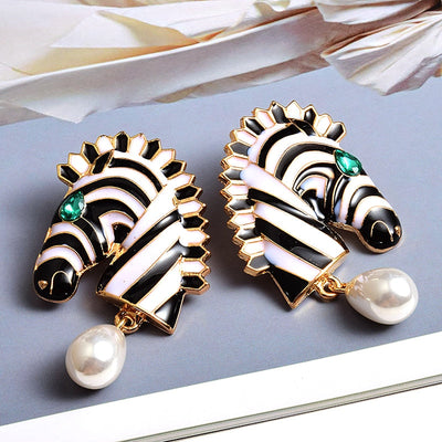 Zebra of designer parel oorbellen