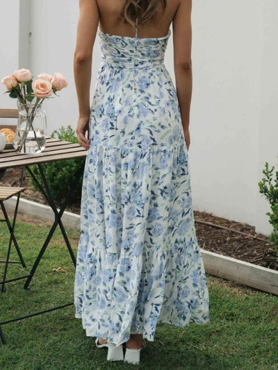 Susy halterneck maxi zomerjurk met bloemenpatroon